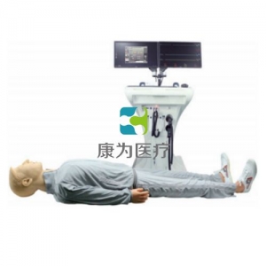 “康為醫(yī)療”綜合仿生急救技能訓(xùn)練系統(tǒng)  產(chǎn)品特點： 一. 模擬人特點 頭頸部  模型眼睛可瞬目, 瞬目頻率可調(diào)，瞳孔可根據(jù)病例設(shè)置變化，正常狀態(tài)下可進(jìn)行瞳孔對光反射 模型人可根據(jù)病例設(shè)置發(fā)出人聲 氣道管理：逼真的口、鼻、舌、牙齦、咽、食管、會厭，模擬清除呼吸道異物，支持仰頭抬頸法、仰頭舉頦法、雙手抬頜法三種方式開放氣道?？尚袣夤懿骞苄g(shù)，插管正確與否，顯示屏有提示 可模擬的氣道并發(fā)癥 舌水腫 、氣道梗阻 頸動脈搏動觸感真實 四肢  包括肱、橈、股、摑、足背動脈搏動 同時練習(xí)血壓、脈搏測量，也可單一練習(xí)，可以